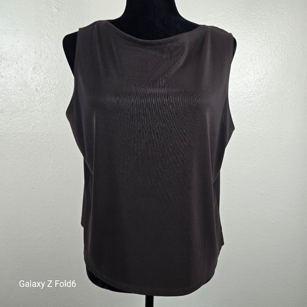 AGB XL Brown Sleeveless Tank Top Nylon‎ Spandex Stretch Workwear Layering
